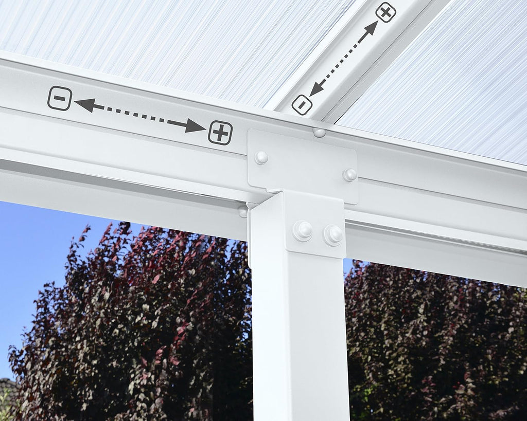 Palram - Canopia Olympia Patio Cover 10' x 10' White/White Outdoor Canopy Awning, Waterproof, Shade, Outside Shelter For Backyard, Gutters, with 100% UV Protection