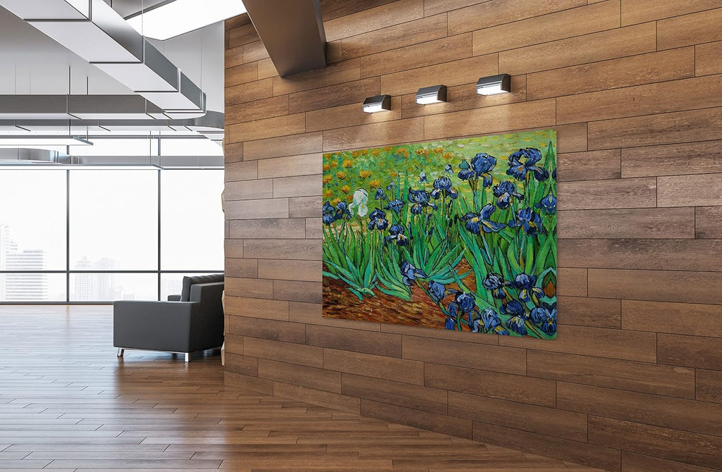 SpiritualHands Wheat Field with Cypresses Vincent Van Gogh Canvas Wall Art, The Starry Night Van Gogh Posters Self Portrait, Large Framed Wall Art Paintings for Wall Decorations for Bedroom (Vincent van Gogh Irises, 40' x 60' - Ready to Hang)