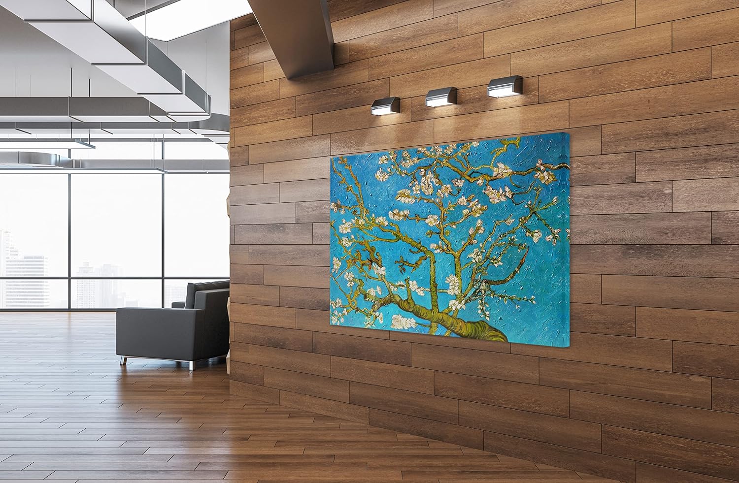 SpiritualHands Wheat Field with Cypresses Vincent Van Gogh Canvas Wall Art, The Starry Night Van Gogh Posters Self Portrait, Large Framed Wall Art Paintings for Wall Decorations for Bedroom (Vincent van Gogh Almond Blossom, 24' x 36' - Ready to Hang)