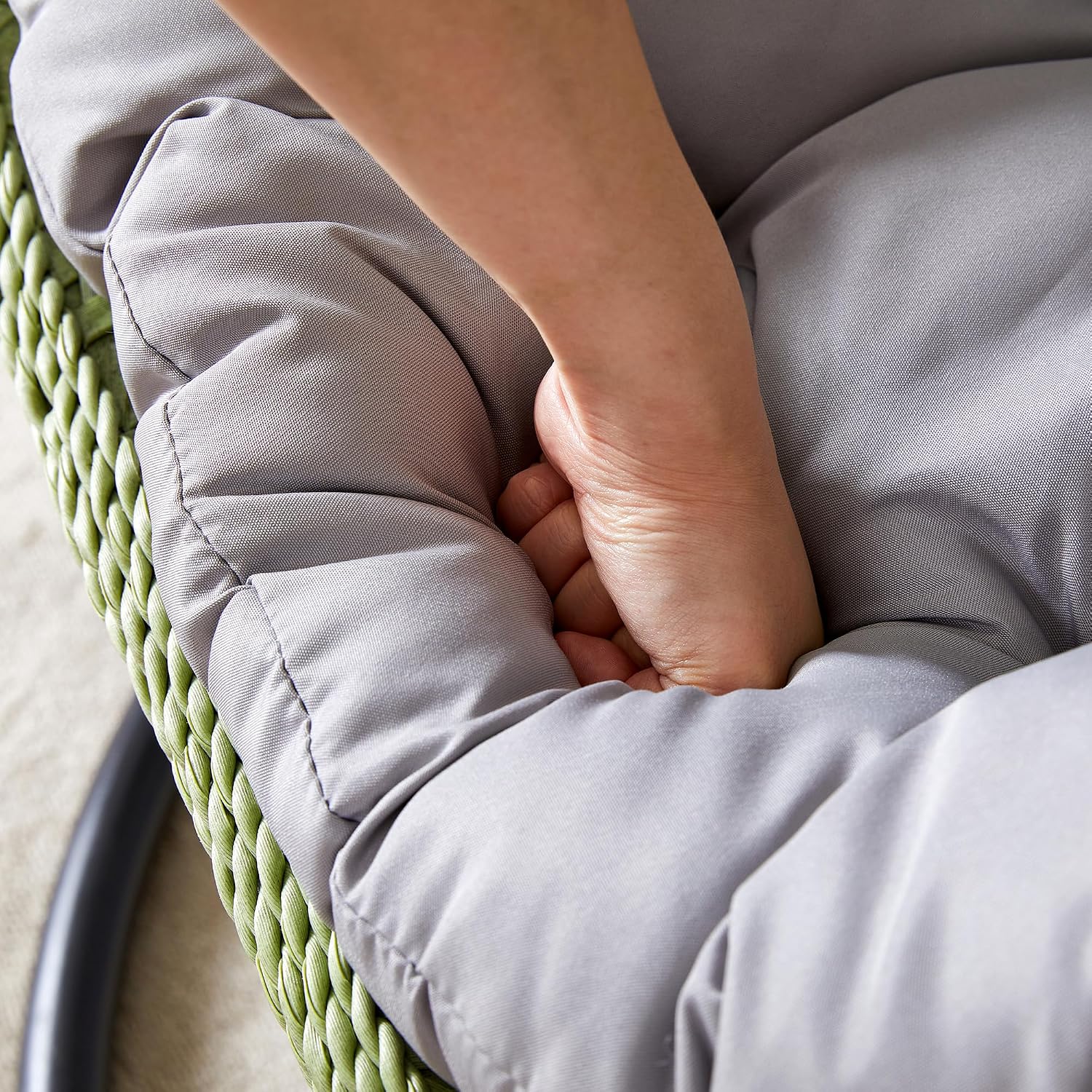 Egg Chair Indoor Outdoor, Hanging Chair for Bedroom, Swing Chair Hammock with Stand & Cushions, Comfy Swinging Chair Adult Reading Chair for Patio Balcony Backyard, Heavy Duty 350LBS, Green