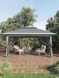 Garvee 13x13 ft Pop Up Gazebo, Canopy Tent with Mosquito Netting, Outdoor Gazebos for Backyard & Patio Furniture - Pop Up Canpy with Wheeled STO-N-Go Cover Bag (Dark Grgy+Light Grey)