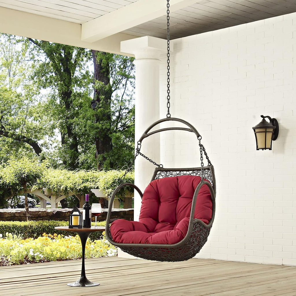 Modway Arbor Outdoor Patio Swing Chair Without Stand, Red