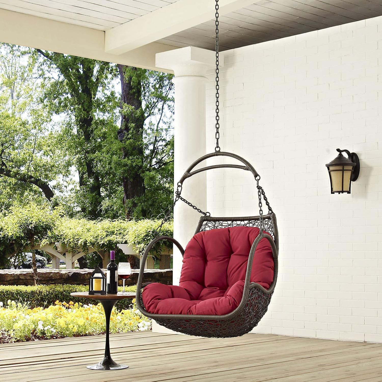 Modway Arbor Outdoor Patio Swing Chair Without Stand, Red