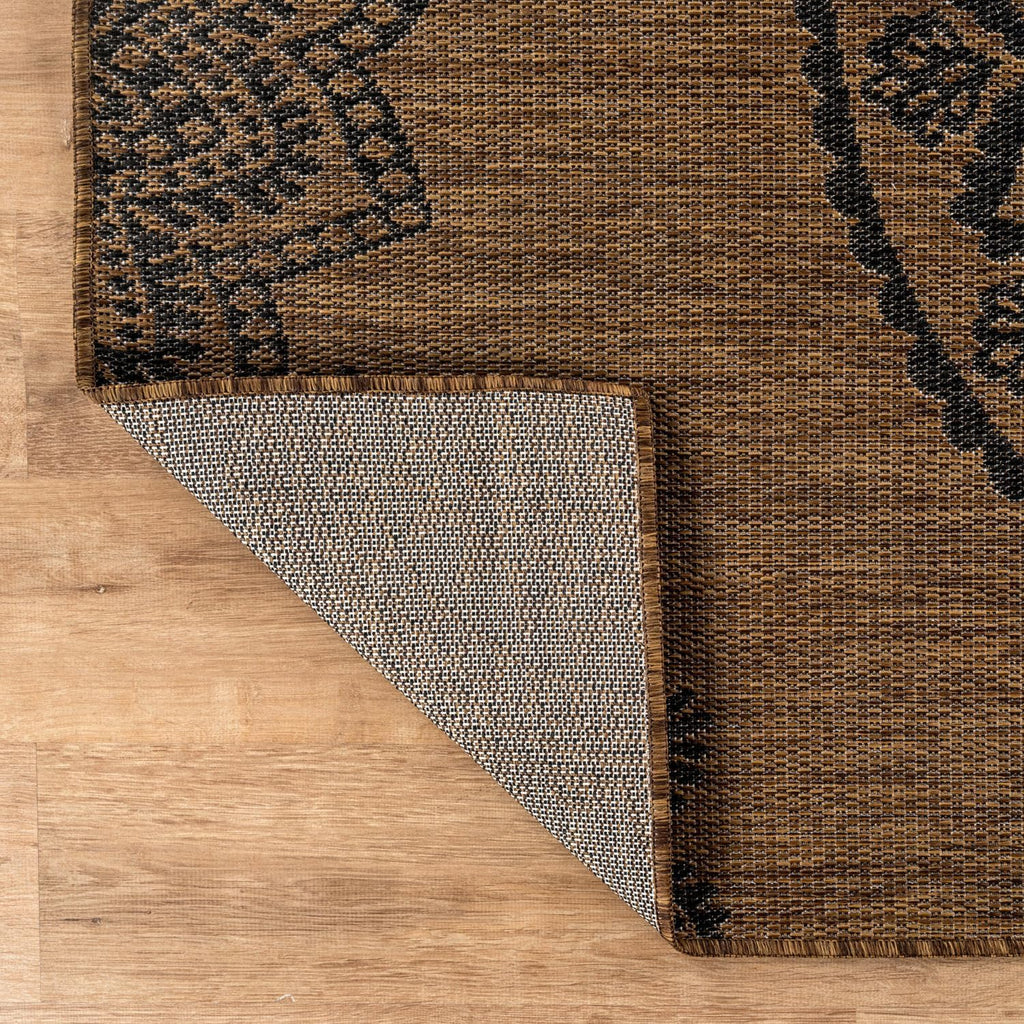 CAMILSON Outdoor Rug 9x12 Modern Large Area Rugs for Indoor and Outdoor Patios and Porches - Waterproof Washable Non-Shedding Easy-to-Clean Outside Carpet (9 x 12 Medallion - Gold/Black)