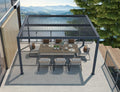 PURPLE LEAF Louvered Pergola 94AS 12' x 14' Outdoor Aluminum Pergola with Adjustable Roof for Deck Backyard Garden Grey Hardtop Gazebo