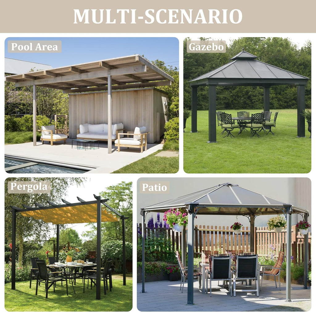 Outdoor Gazebo Curtain Replacement Universal 4-Panel Sidewalls 10' X 13',Outdoor Patio Waterproof Privacy Curtain with Double Zipper for Patio,Garden, and Backyard (Curtain Only)