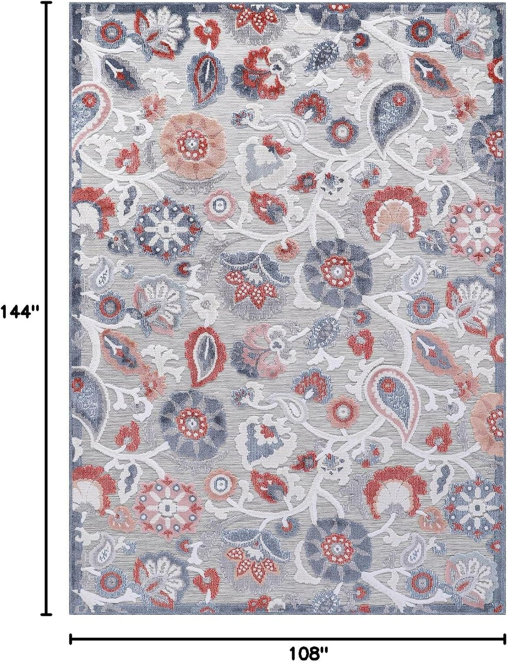 Luul Home Floral Indoor Outdoor Rugs 9x12 Large Area Rug for Living Room, Patio Decor, Kitchen, and Entryway Rug, Washable Stain Resistant Outside Carpet Multi 9 x 12