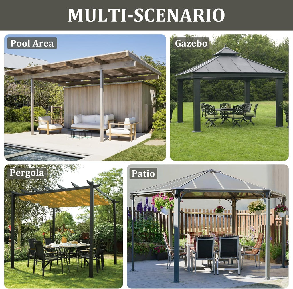 Outdoor Gazebo Curtain Replacement Universal 4-Panel Sidewalls 10' X 12',Outdoor Patio Waterproof Privacy Curtain with Double Zipper for Patio,Garden, and Backyard (Curtain Only)