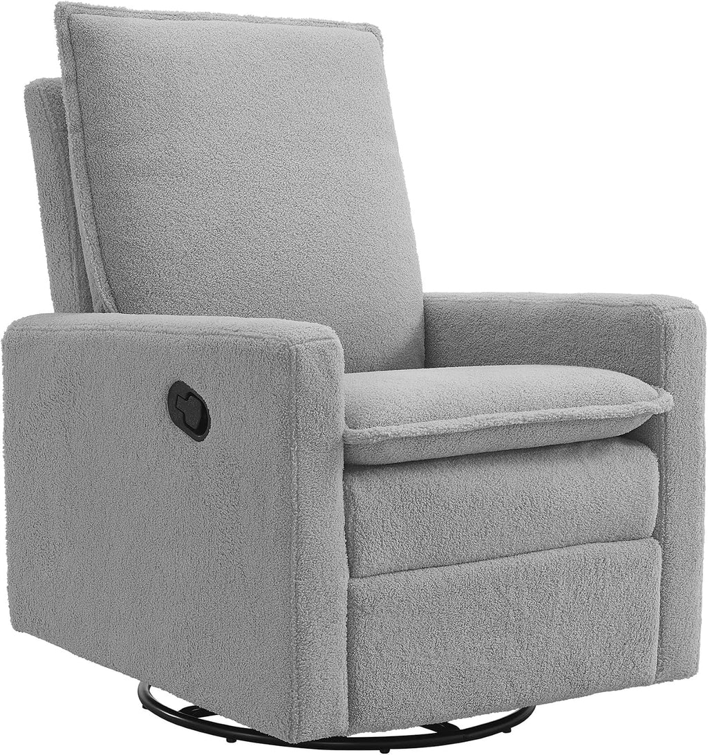 Oxford Baby Uptown Upholstered Glider Recliner Rocking Chair 360° Swivel for Nursery and Living Room - Boucle Koala Gray