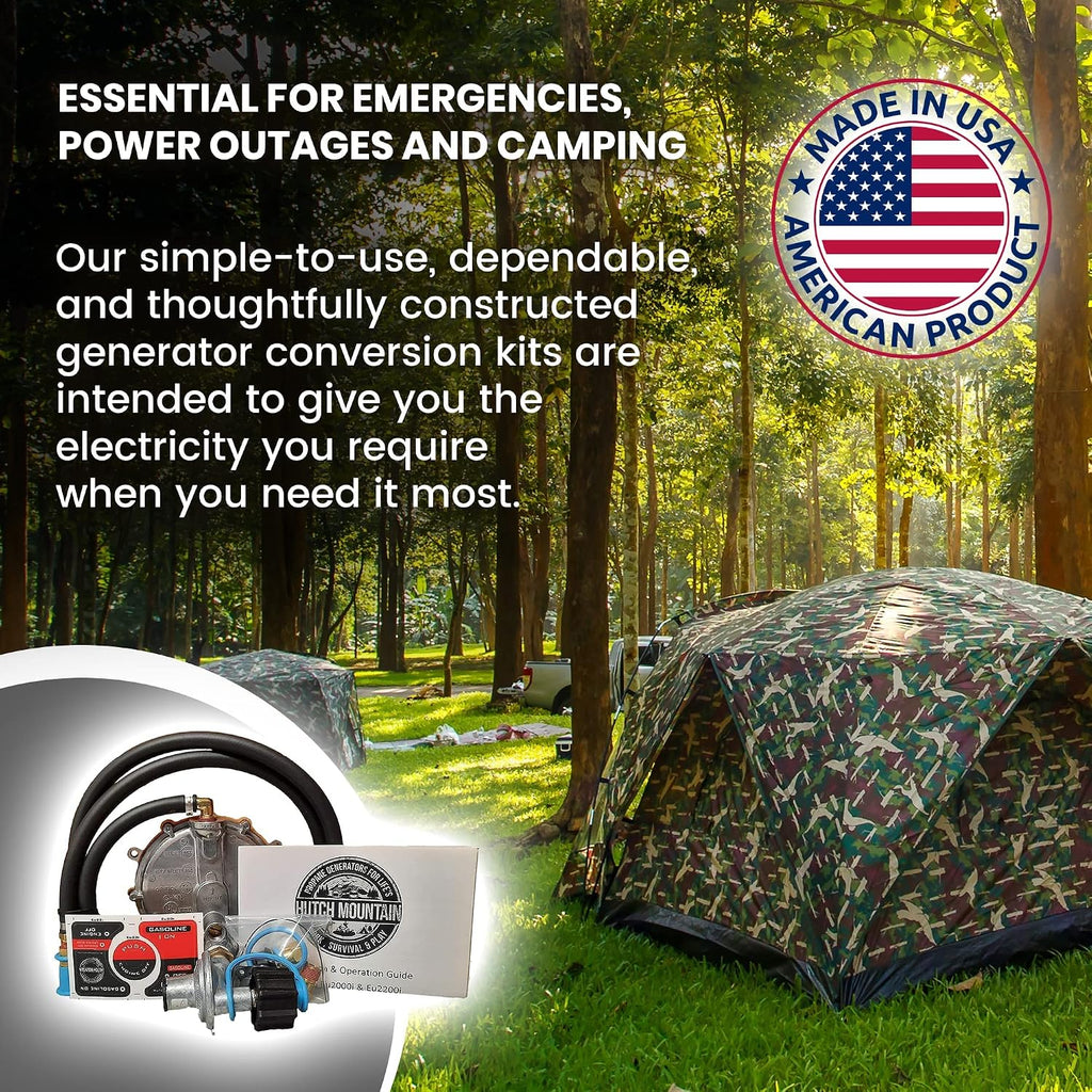 Hutch Mountain Generator Propane Conversion Kit Honda EU2200i- Dual-Fuel Conversion for Propane & Gasoline - Portable Generator Backup Kit for Home Emergencies, Camping, and RVs