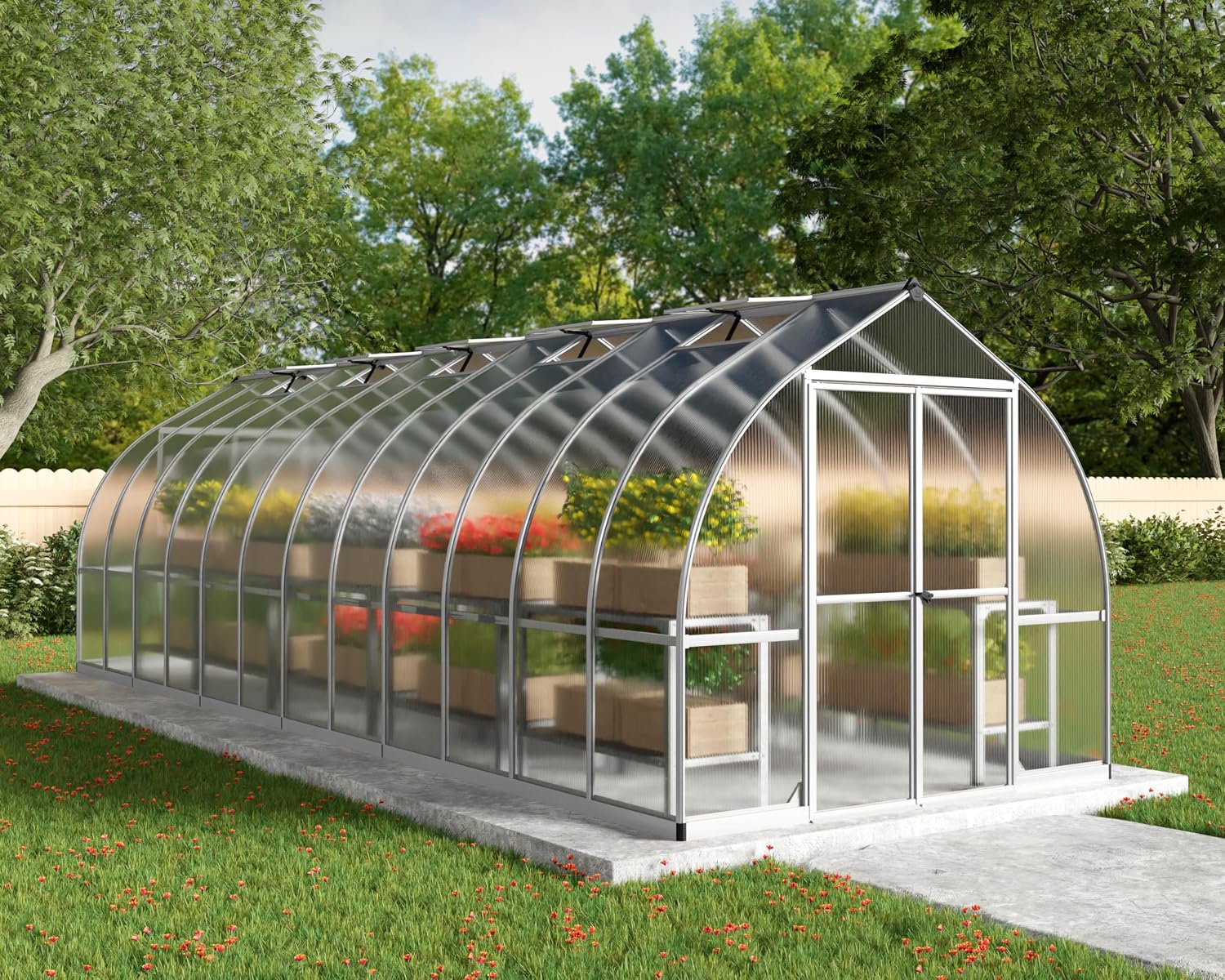 Palram - Canopia Bella Greenhouse Kit, 8x24, UV Protected, Wind & Weather Resistant, Polycarbonate Panels with Twin Glazing, Maintenance Free Outdoor Garden Walk-in Green Structure, 5 Year Warranty