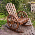 Spurgehom Outdoor Wood Rocking Chair, Patio Decor Yard Glider Rocking Chairs with Slatted Design, Adirondack Rocking Chair for Porch Lawn Garden Balcony Poolside, Brown