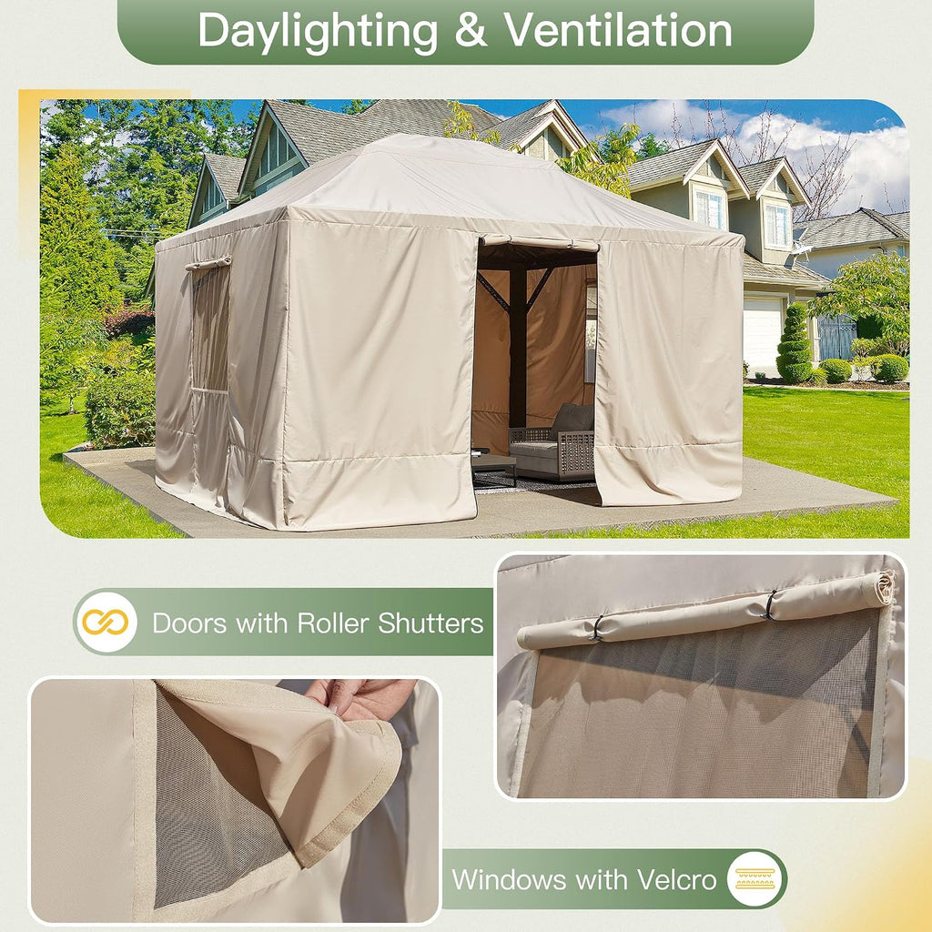 YOLENY Winter Cover for 1013 Hardtop Gazebo, All-Season Gazebo Accessory, Transform for Winter with Mesh Screens and Doors