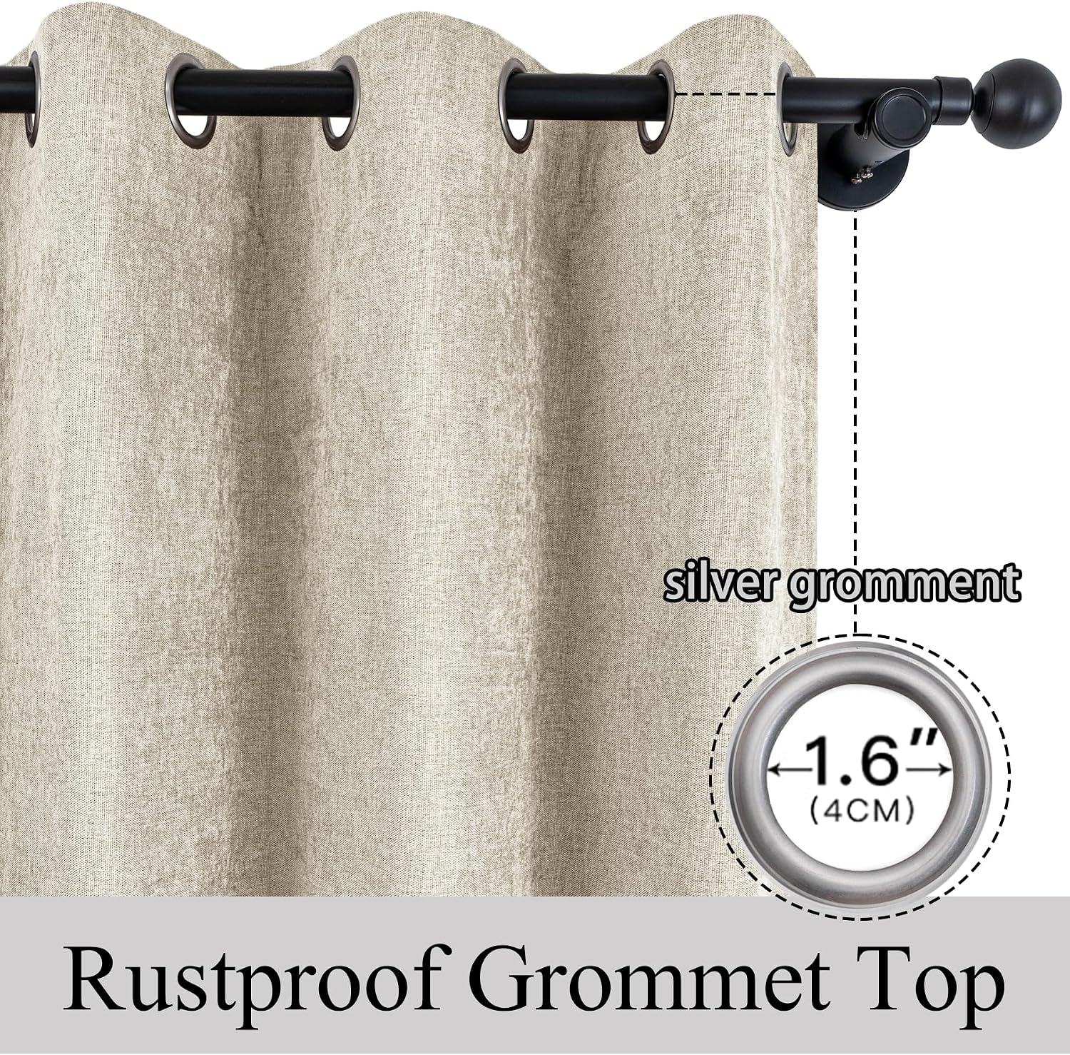 Fcosie 100% Light Blocking Chenille Drapes 96 inches Length, Nickel Grommet Top Curtains for Patio Door Apartment Window Gazebo Outdoor, Total Blackout Draperies, Beige 84' W by 96' L (2 Panels)