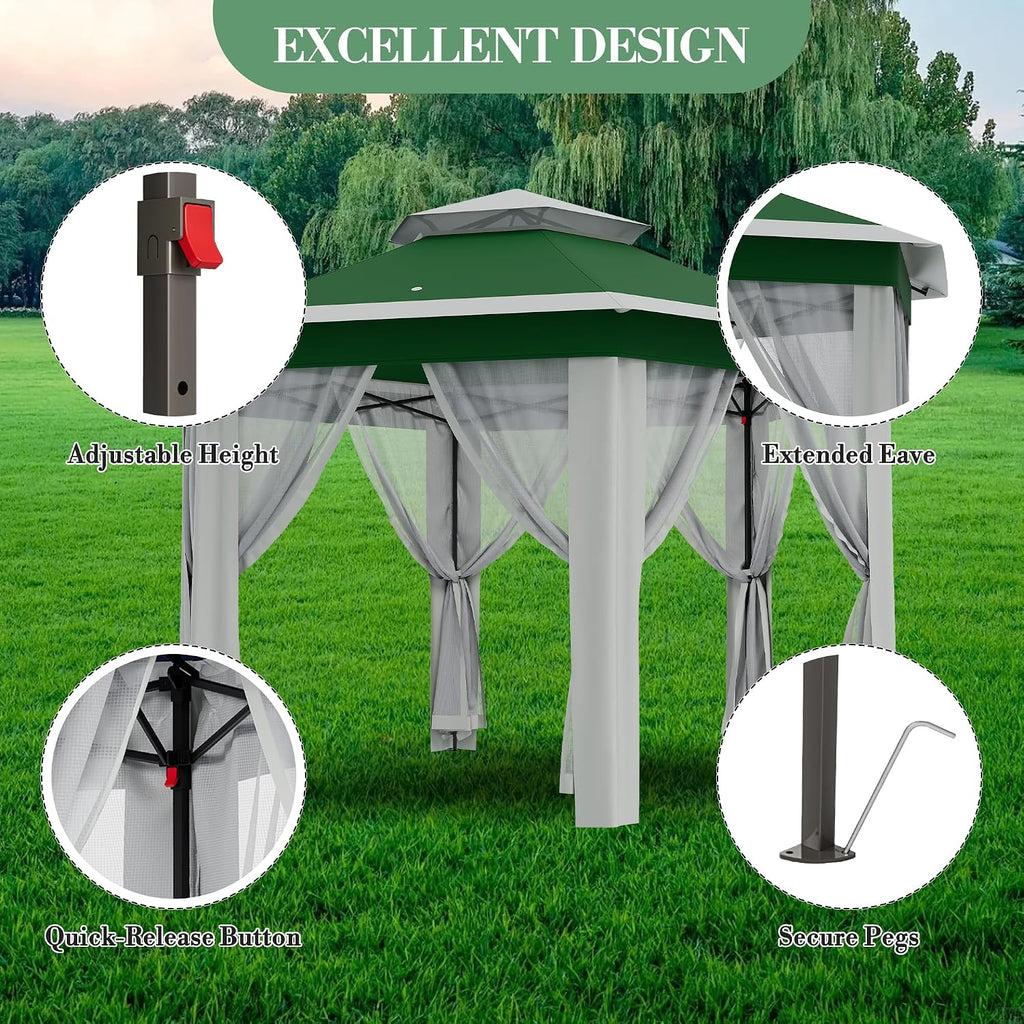 Pop-Up Instant Gazebo 13X13FT - Height Adjustable Outdoor Shelter with Mosquito Netting | Strong Steel Frame, UV Protection | Portable Carry Bag Included for Backyard Parties, Garden Gatherings