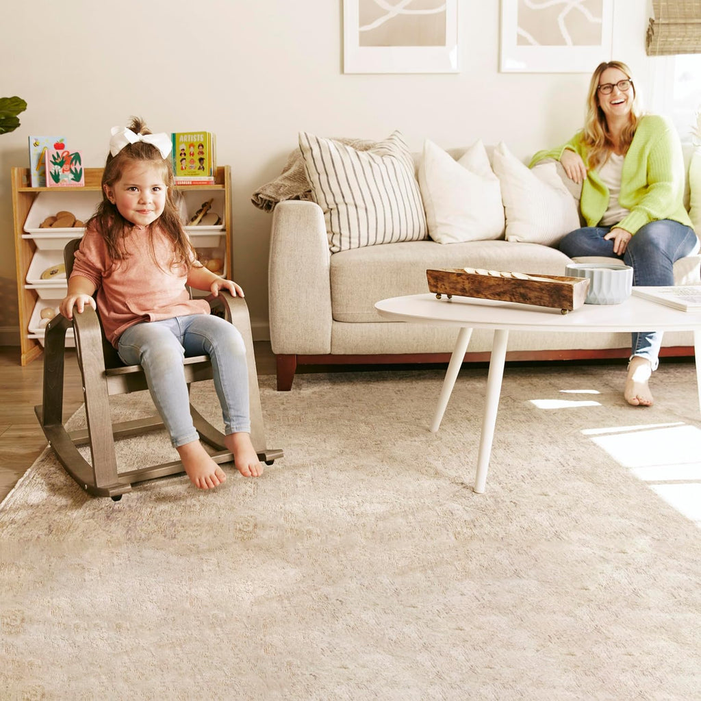 ECR4Kids Bentwood Reading Rocking Chair with Armrests and Cushion, Montessori Furniture, Grey Wash