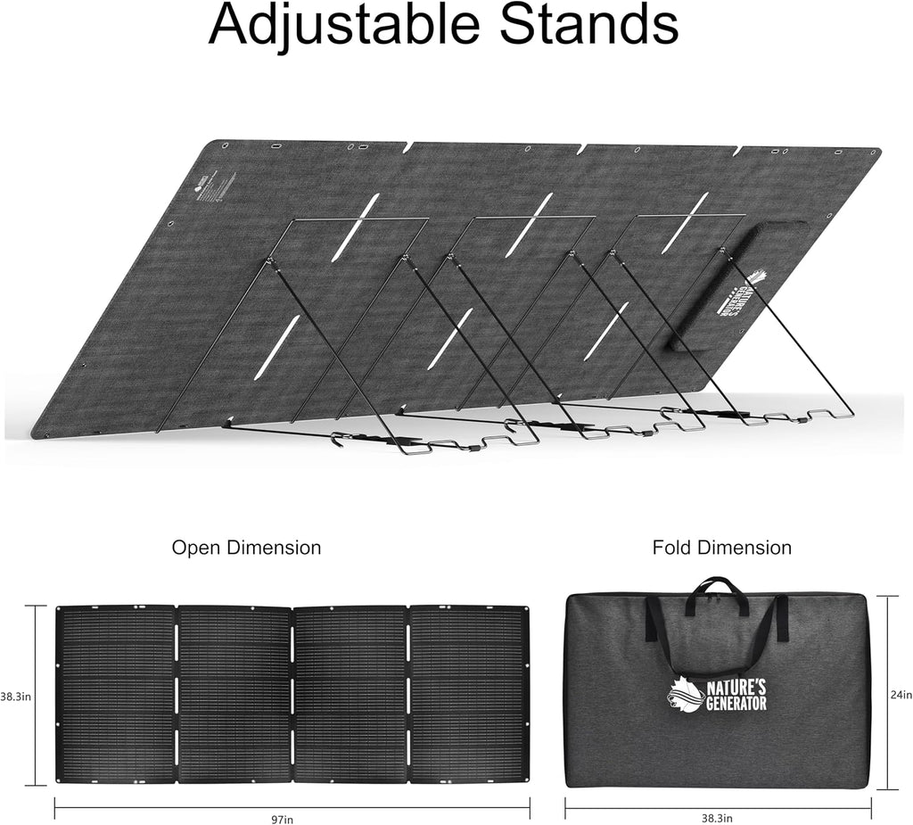 Natures Generator 3840Wh Solar Generator + 2 Packs 400W Folding Panels, Lithium Batteries, 6000W Power Station for Home Backup, RVs, Emergencies, Power Outages, and Outdoor Camping