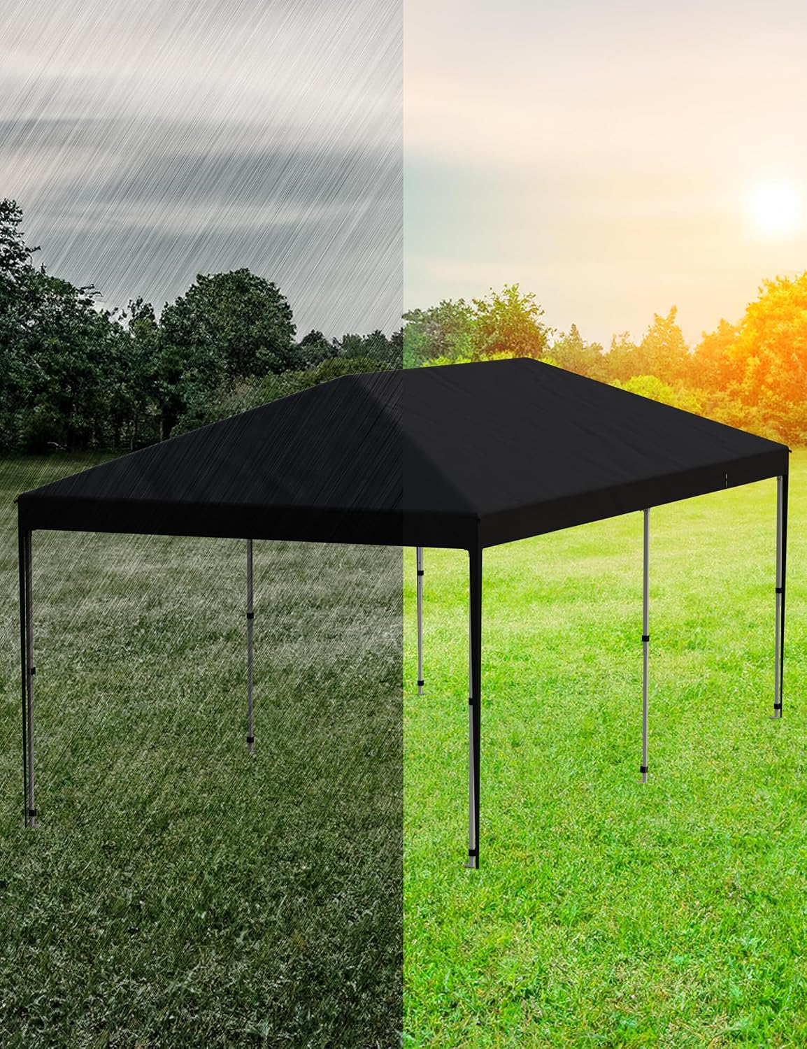10'x 20' Pop up Canopy Tent, Waterproof Outdoor Party Tent, Portable Instant Commercial Event Gazebo Portable Tent with 4Pcs Sidewalls, 12 Stakes & 6 Sandbags for Backyard Wedding Party, Event, Black