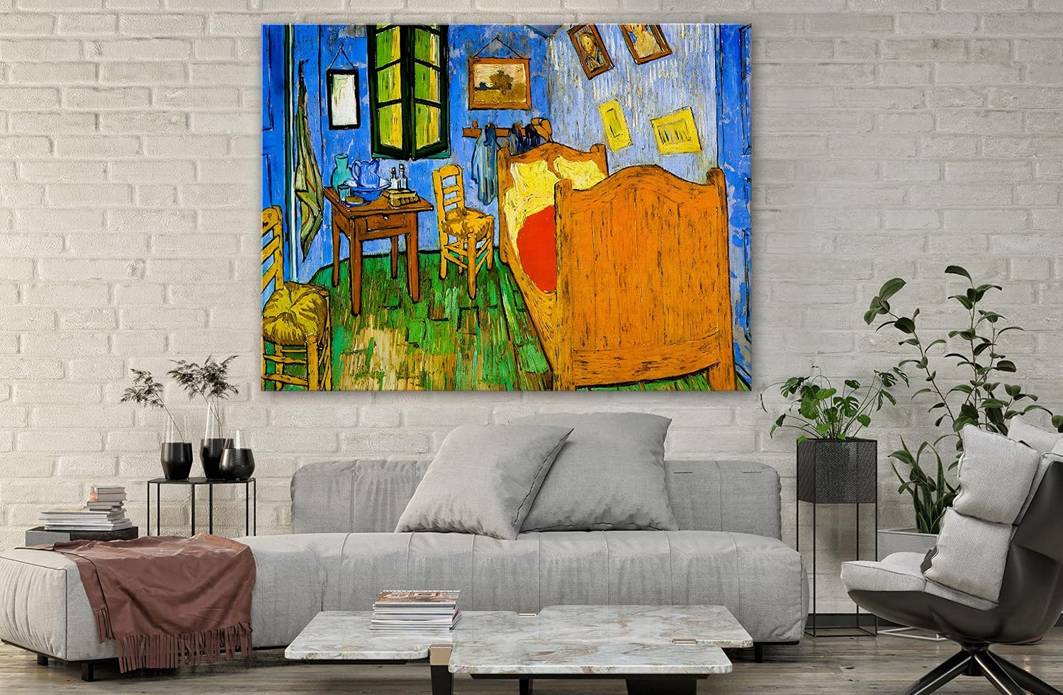 SpiritualHands Wheat Field with Cypresses Vincent Van Gogh Canvas Wall Art, The Starry Night Van Gogh Posters Self Portrait, Large Framed Wall Art Paintings for Wall Decorations for Bedroom (Vincent van Gogh Bedroom in Arles, 24' x 36' - Ready to Hang)