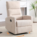 360° Swivel Rocking Chair for Nursery, Manual Glider Chair Nursing Chair with Side Pockets, Polyester Glider for Living Room, Heavy Duty Motion Mechanism, Beige