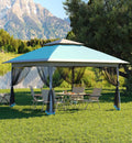 Garvee 13x13 ft Pop Up Gazebo, Canopy Tent Gazebos with Mosquito Netting, Outdoor Patio Gazebo, Backyard Tent for Party, Wedding, Outdoor Dining(Light Blue+Light Grey)