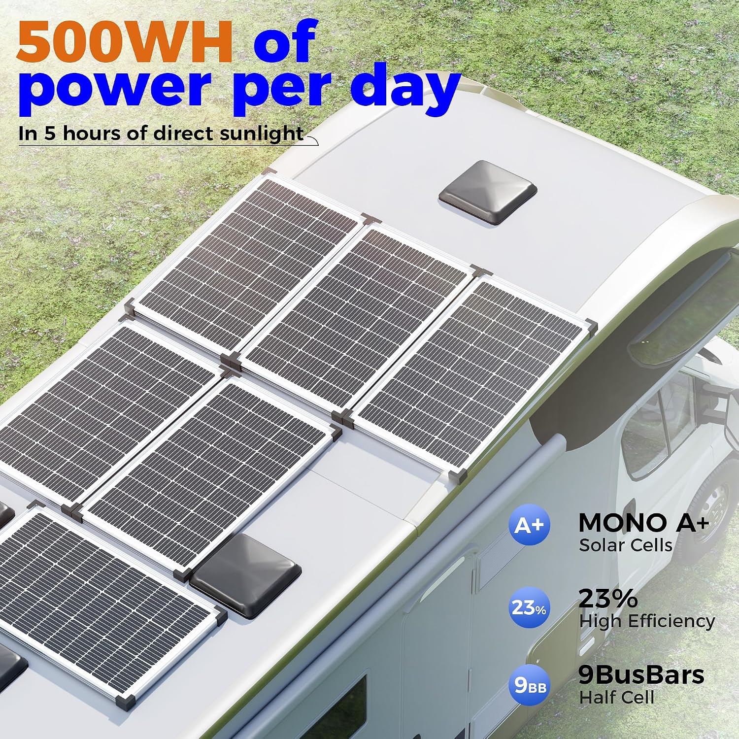 Voltset 200W 12V Solar Panels, High Efficiency 9BB Cell Monocrystalline Solar Panel IP67 Waterproof, Suitable for RV, Marine, Rooftop, Home, Yacht, Off-Grid Applications (2-Pack 100W)