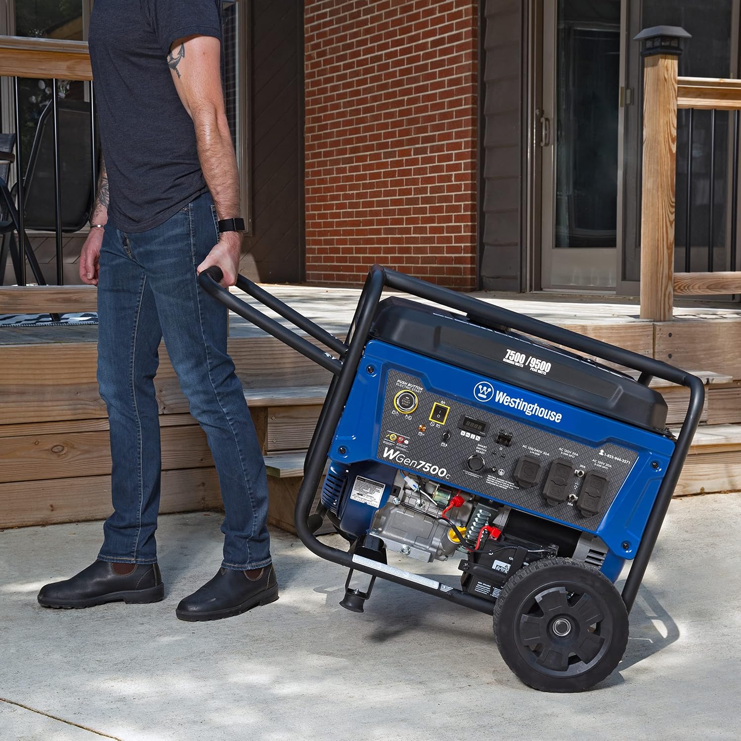 Westinghouse 9500 Peak Watt Home Backup Portable Generator, Remote Electric Start with Auto Choke, Transfer Switch Ready, Gas Powered, CO Sensor