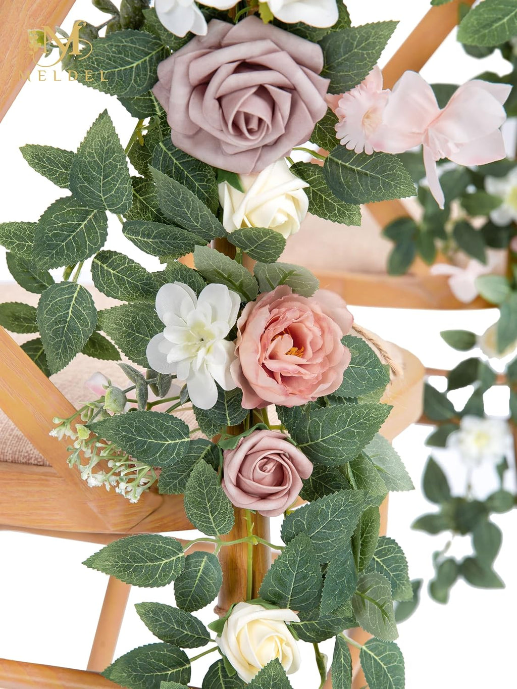10pcs Wedding Chair Decorations Aisle Floral Swag Artificial Pew Flowers Hanging Garland White & Pink for Ceremony Reception Church Rose Floral Faux Arrangement Party Outdoor Garden Decor
