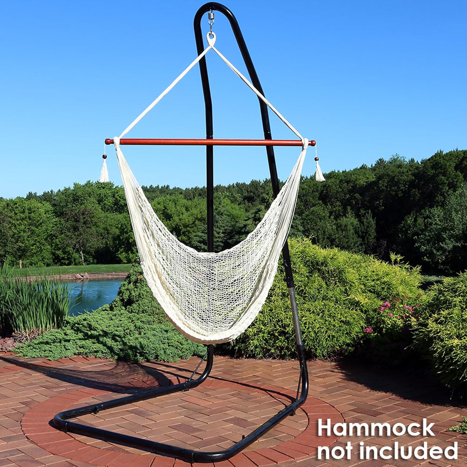 Sunnydaze Adjustable Hammock Chair Stand Only - 79-Inch to 93-Inch Tall Hanging Chair Stand - Heavy-Duty 330-Pound Weight Capacity