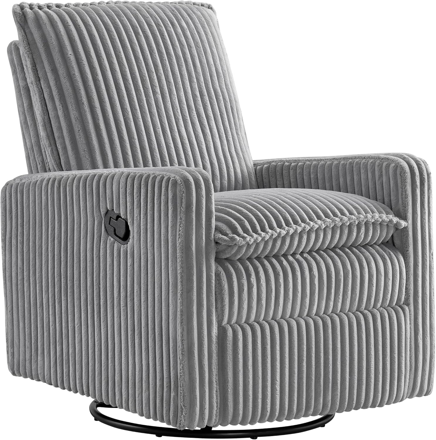 Oxford Baby Uptown Upholstered Glider Recliner Rocking Chair 360° Swivel for Nursery and Living Room - Corduroy, Ash Gray