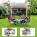 COBIZI Pop Up Gazebo Screen Tent Screen House for Camping, 12x12 Screen Room with Mosquito Netting, Hub Tent Instant Screened Canopy with Carrying Bag and Ground Stakes, Khaki