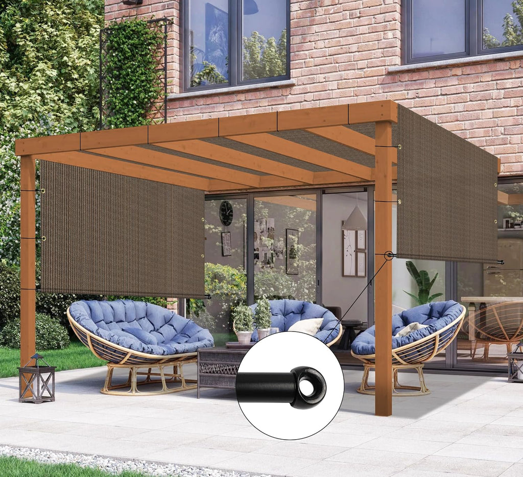 10' x 4' Universal Pergola Shade Cover Replacement Canopy with Grommets Weighted Rods Permeable for Outdoor Patio Porch Backyard Gazebo Brown