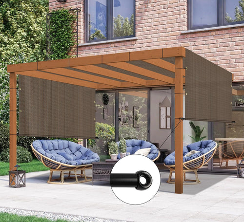 10' x 4' Universal Pergola Shade Cover Replacement Canopy with Grommets Weighted Rods Permeable for Outdoor Patio Porch Backyard Gazebo Brown