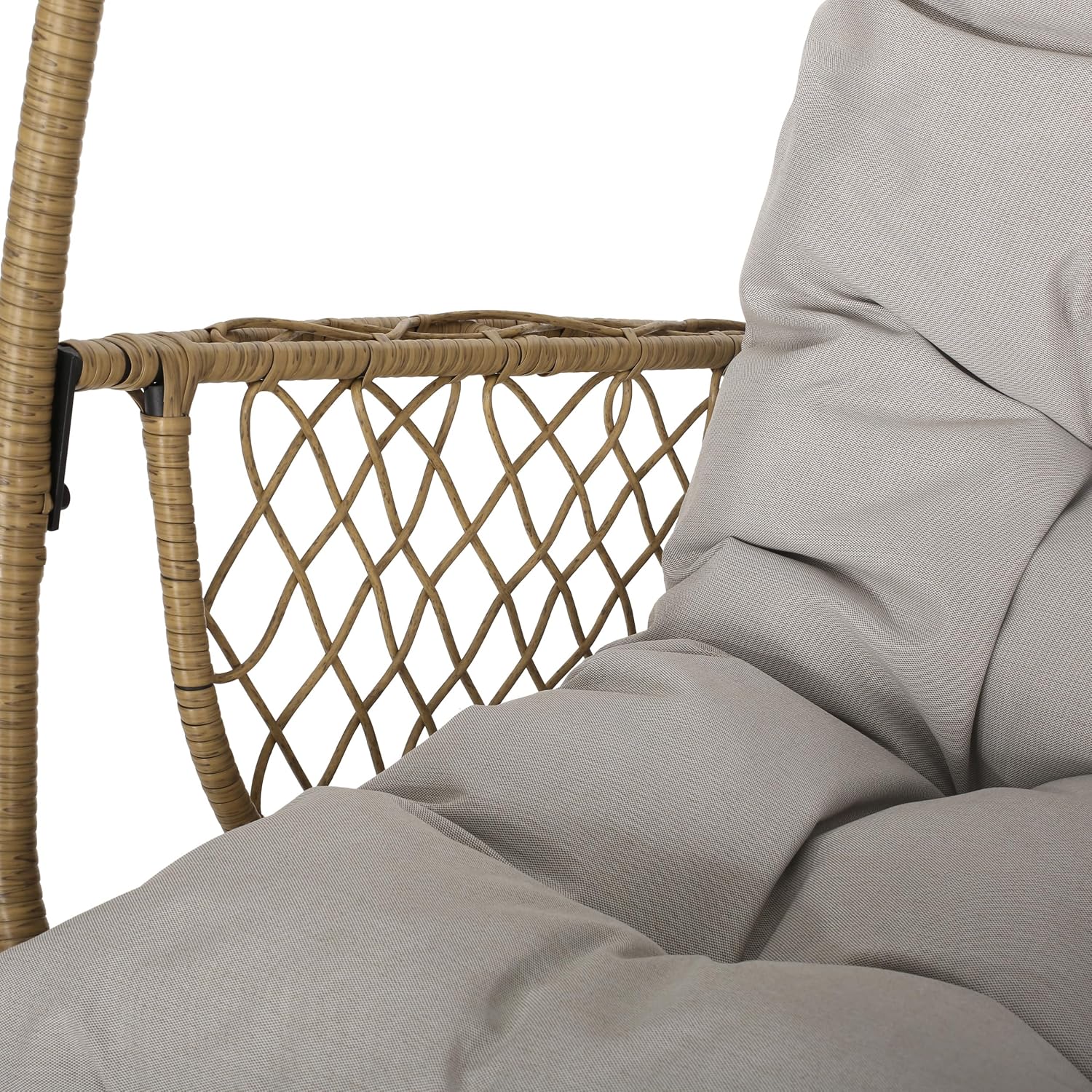 Christopher Knight Home Amanda Wicker Hanging Chair with Stand, Light Brown, Brown, Beige