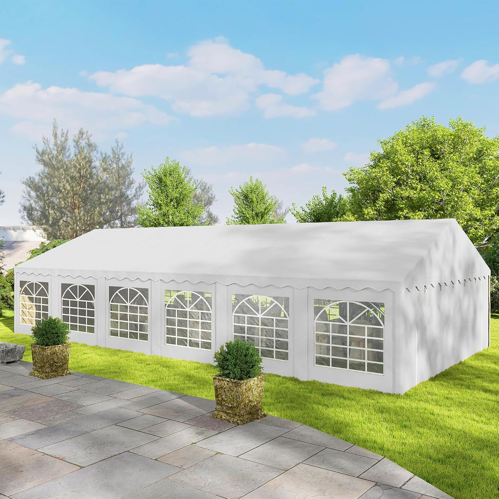 Outsunny 20' x 40' Heavy Duty Party Tent, Large Outdoor Canopy Tent Event Shelter with Removable Sidewalls, 12 Windows & 2 Doors, Tents for Wedding, Parties, BBQ, Events, White