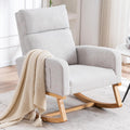 Rocking Chair Nursery, Nursery Rocker Chairs for Mom with High Backrest and Solid Wood Legs, Modern Glider Chairs for Nursing Living Room Bedroom, Light Grey