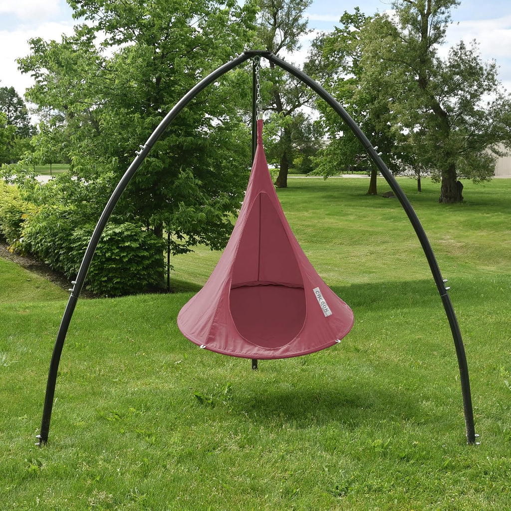 Cacoon Hanging Chair for Kids - Weight Capacity 220Lbs - Outdoor and Indoor Use - Hanging Kit Included - Aluminum Ring for Durability (Chili Red)