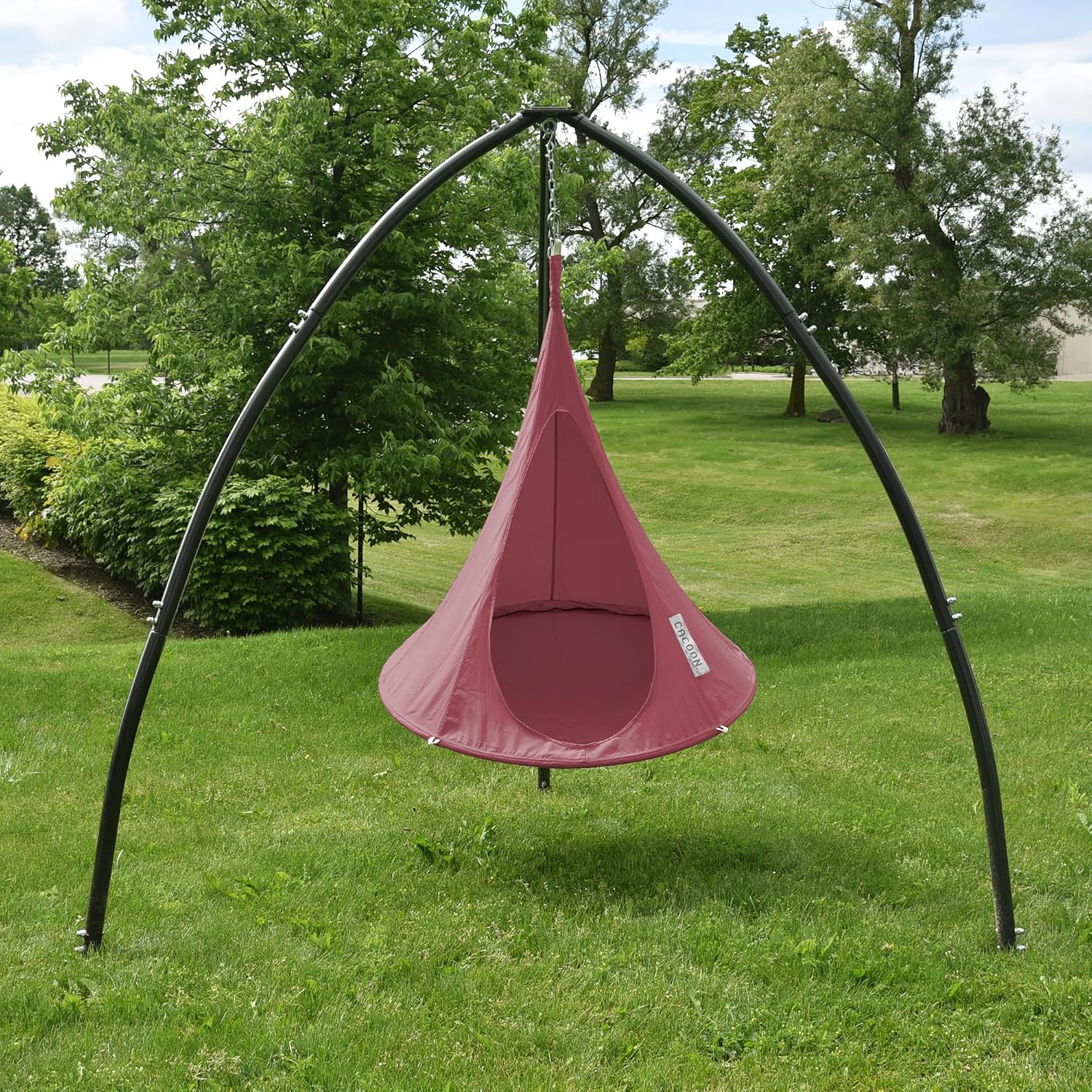 Cacoon Hanging Chair for Kids - Weight Capacity 220Lbs - Outdoor and Indoor Use - Hanging Kit Included - Aluminum Ring for Durability (Chili Red)