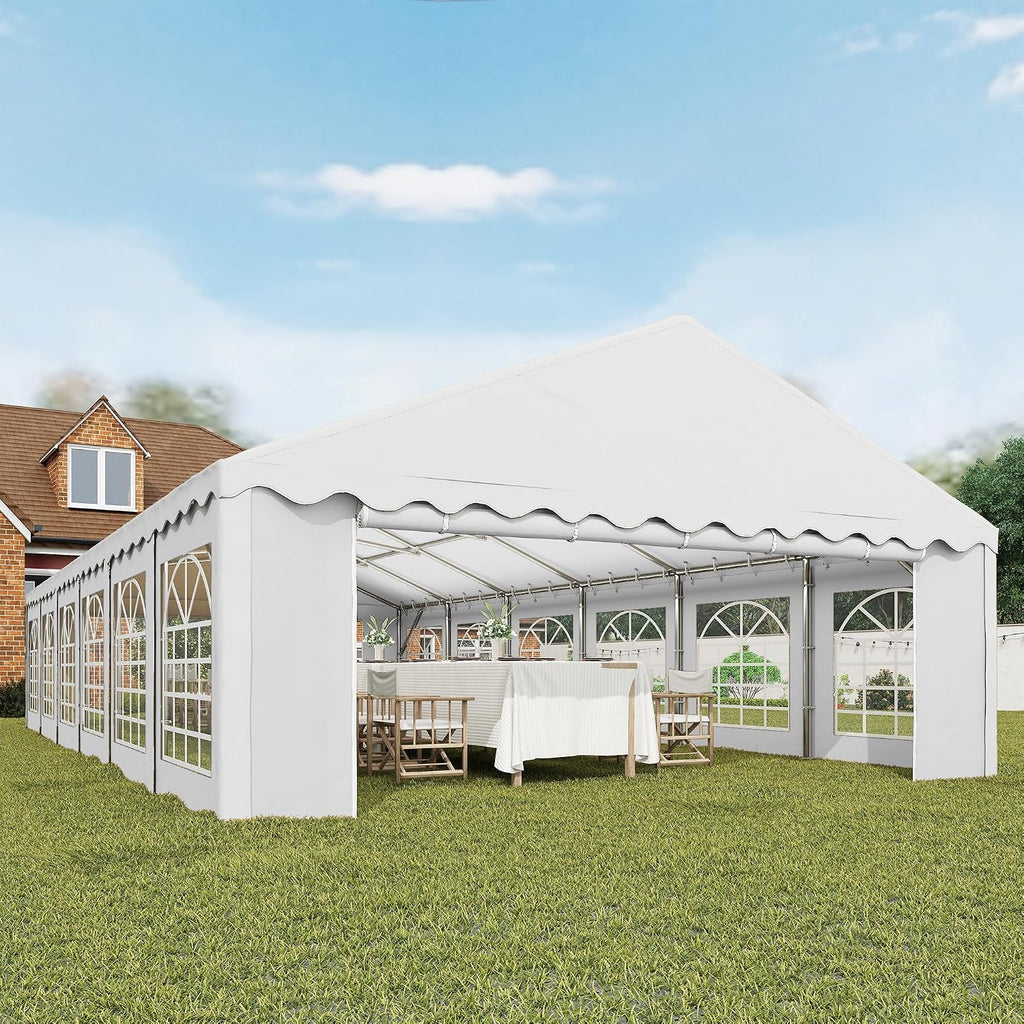 Outsunny 20' x 40' Heavy Duty Party Tent, Large Outdoor Canopy Tent Event Shelter with Removable Sidewalls, 12 Windows & 2 Doors, Tents for Wedding, Parties, BBQ, Events, White