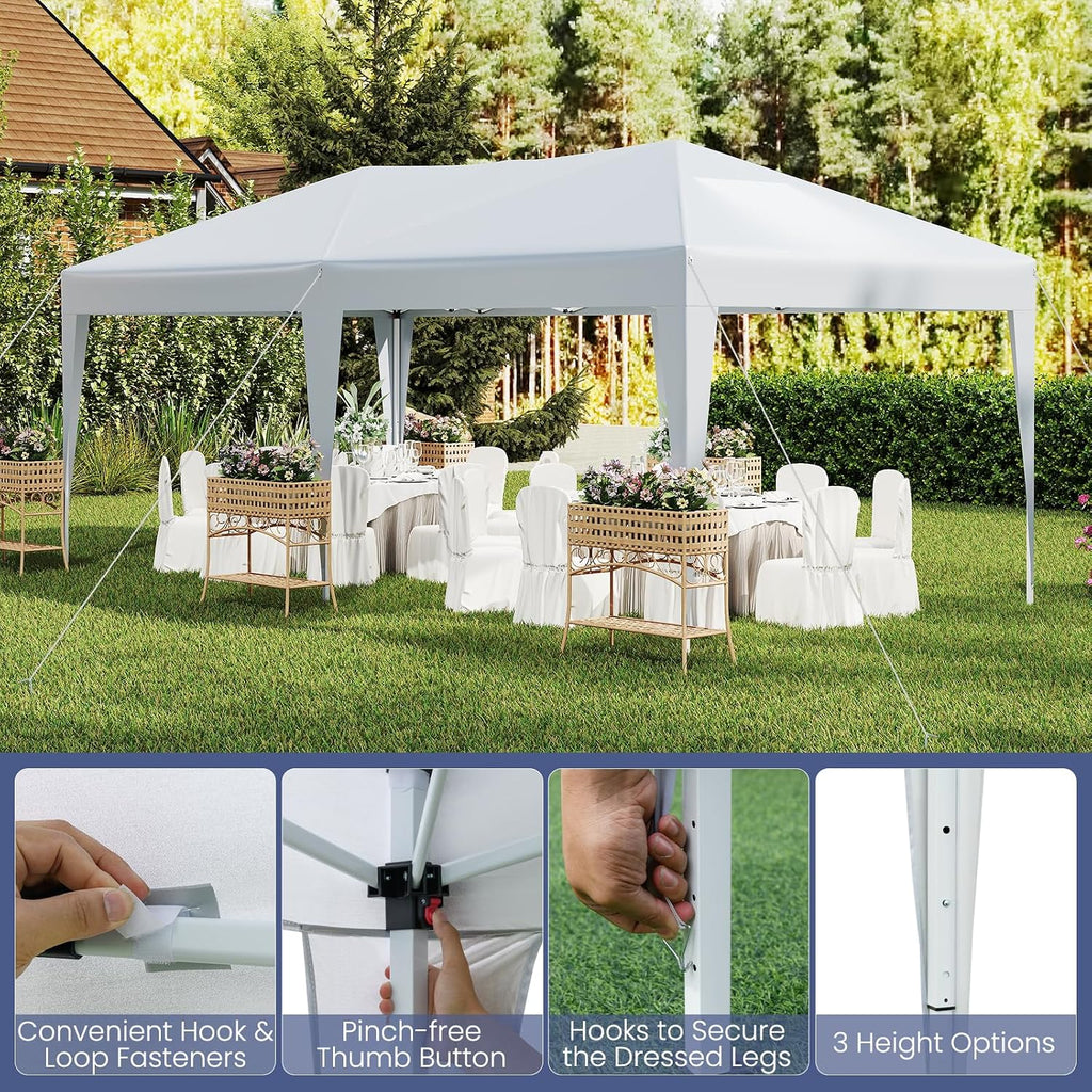 Tangkula 10 x 20 FT Pop Up Canopy, Easy Setup Outdoor Tent Shelter with Carry Bag, 6 Ropes, 12 Stakes, Portable Canopy Tent for Party BBQ Event Wedding