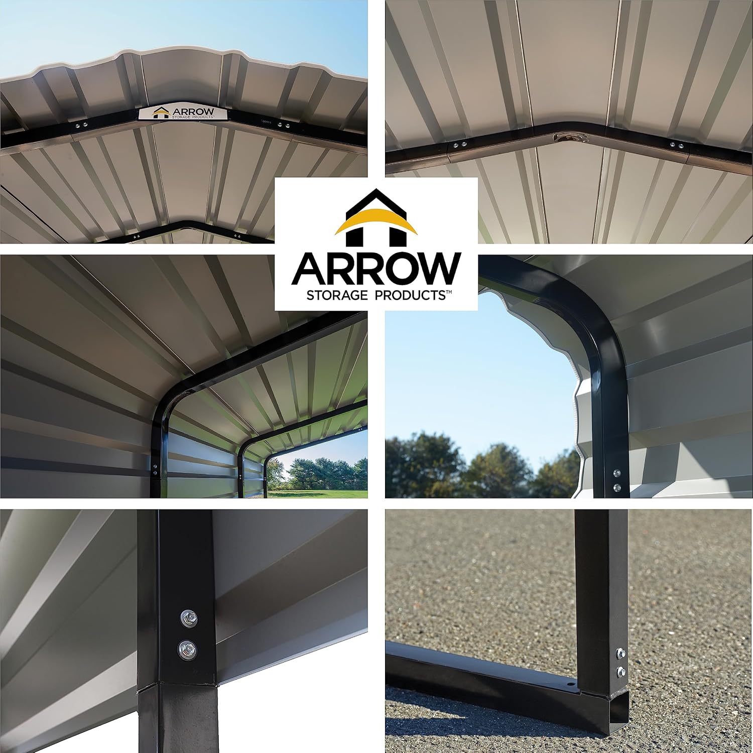 Arrow Carports Full-Size Galvanized Steel Carport Kit, Wind and Snow Rated, Corrosion-Resistant Powder-Coated Metal Frame for Vehicles, Boats, Equipment, and Storage, 12' x 20' x 7', Gunmetal