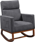 Yaheetech Living Room Rocking Chair, Polyester Upholstered Glider Chair, Modern Nursery Chair with Side Pockets and High Back for Living Room Nursery Bedroom, Grey