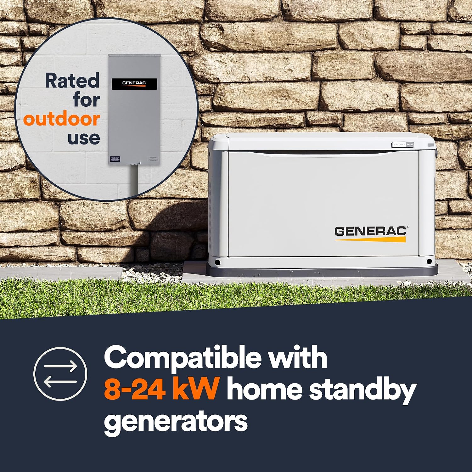 Generac 300-Amp Automatic Generator Transfer Switch, Single Phase, Service Entrance Rated, NEMA 3R Outdoor Enclosure