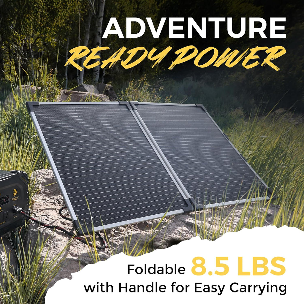 Lion Energy 100 Watt 24V Portable Solar Panel, Foldable Charger for RV, Camping, Generators, and Off-Grid Outdoor Power Needs