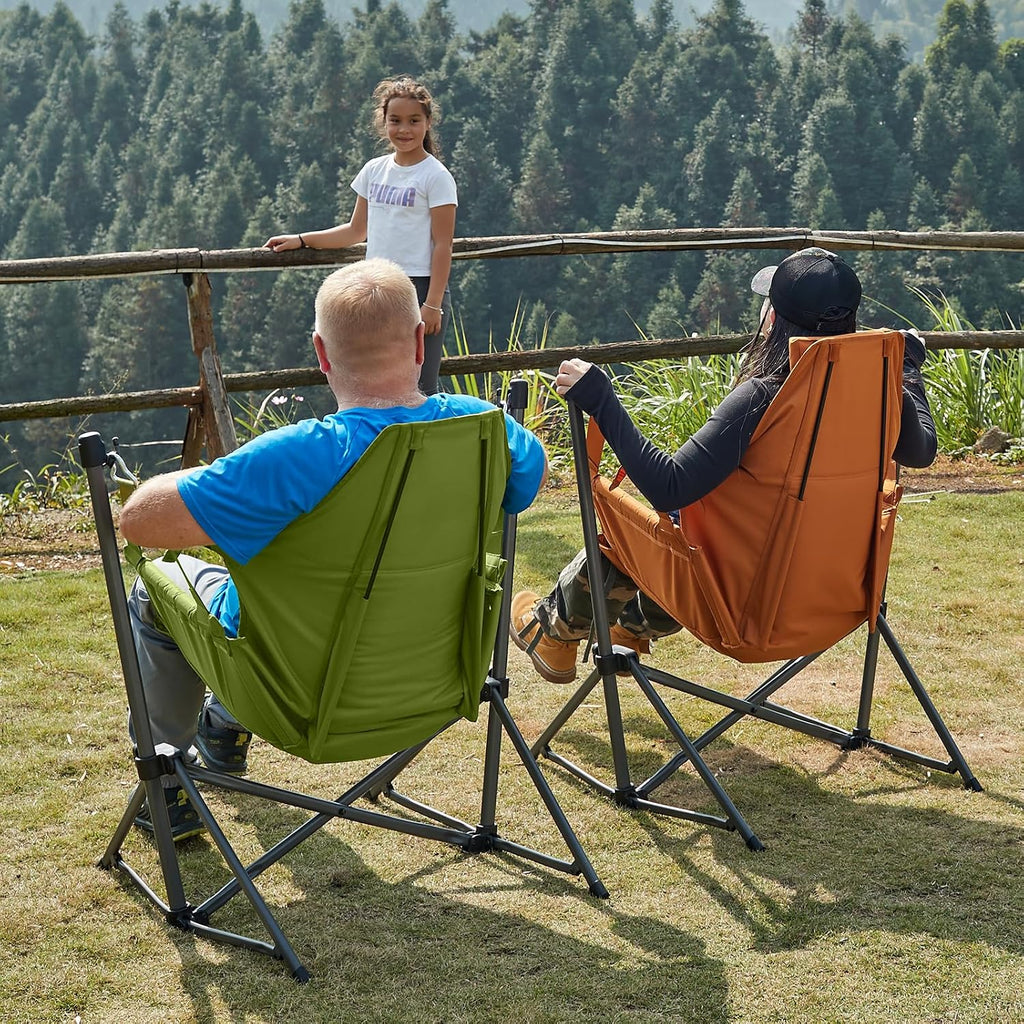 TIMBER RIDGE Hammock Camping Chair with Adjustable Backrest, Heavy Duty Folding Hammock Chair Supports 300lbs, Portable Hammock Chair for Camping, Travelling and Patio, Green 2 Pack