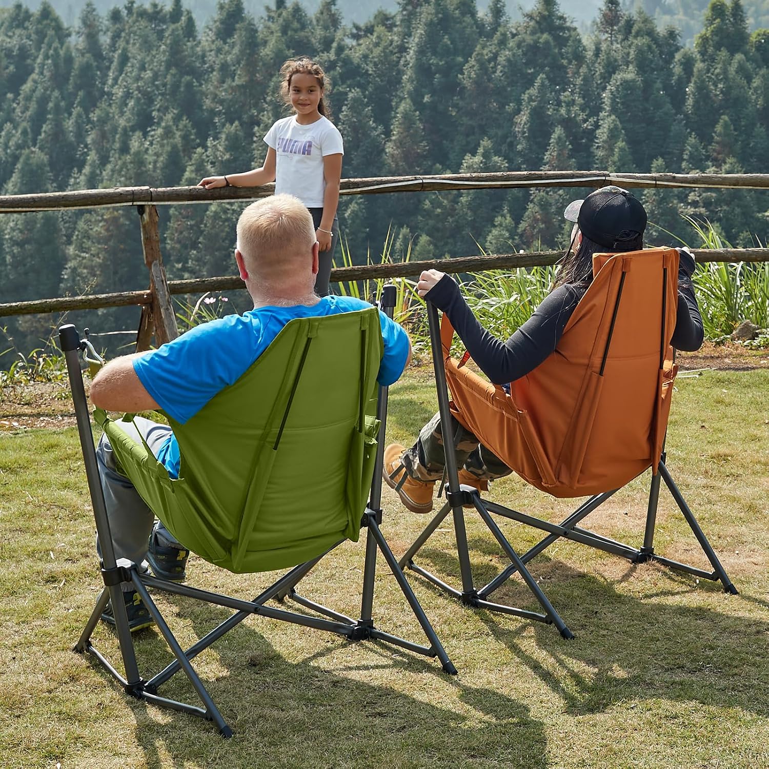 TIMBER RIDGE Hammock Camping Chair with Adjustable Backrest, Heavy Duty Folding Hammock Chair Supports 300lbs, Portable Hammock Chair for Camping, Travelling and Patio, Green 2 Pack
