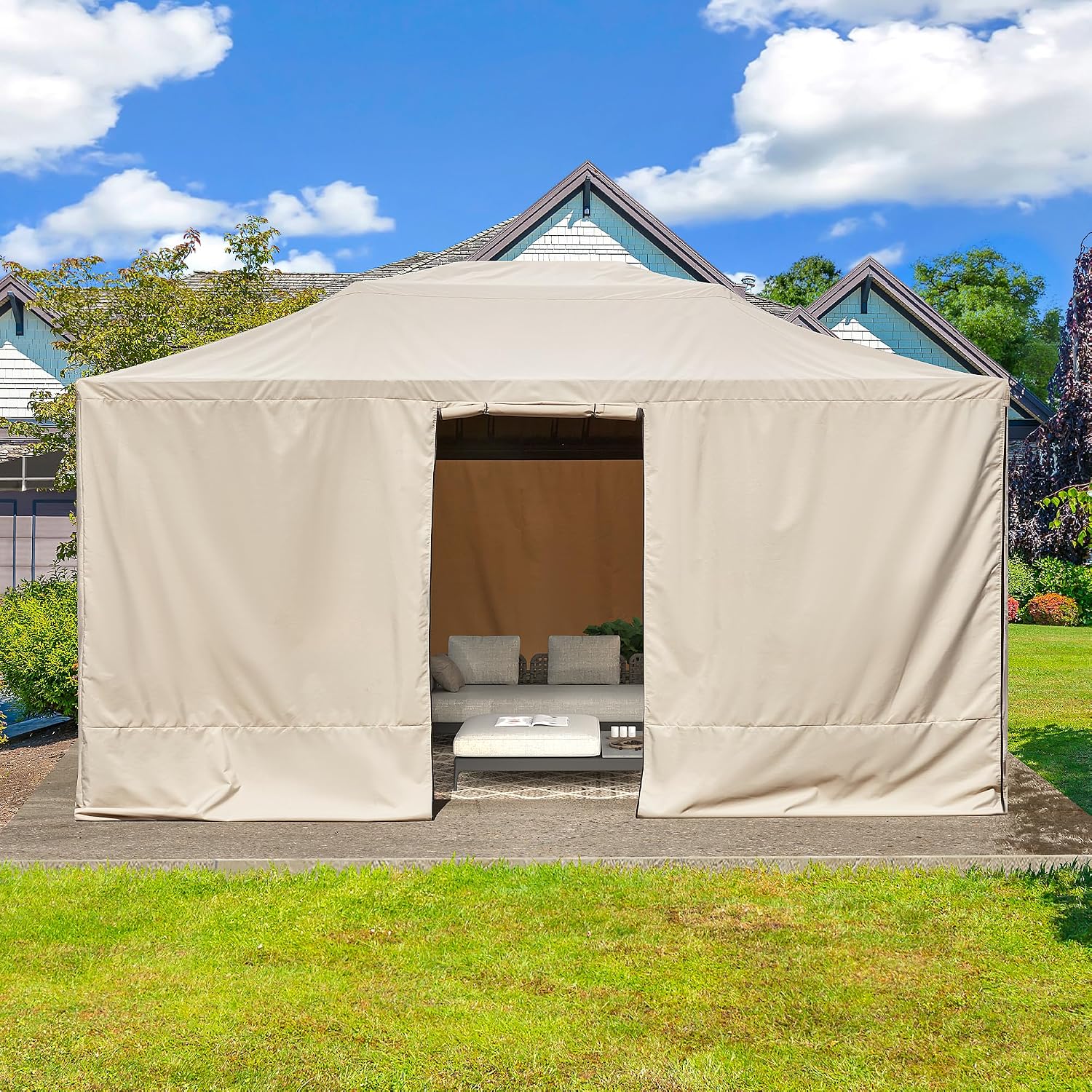 YOLENY Winter Cover for 12×14 Hardtop Gazebo, All-Season Gazebo Accessory, Transform for Winter with Mesh Screens and Doors