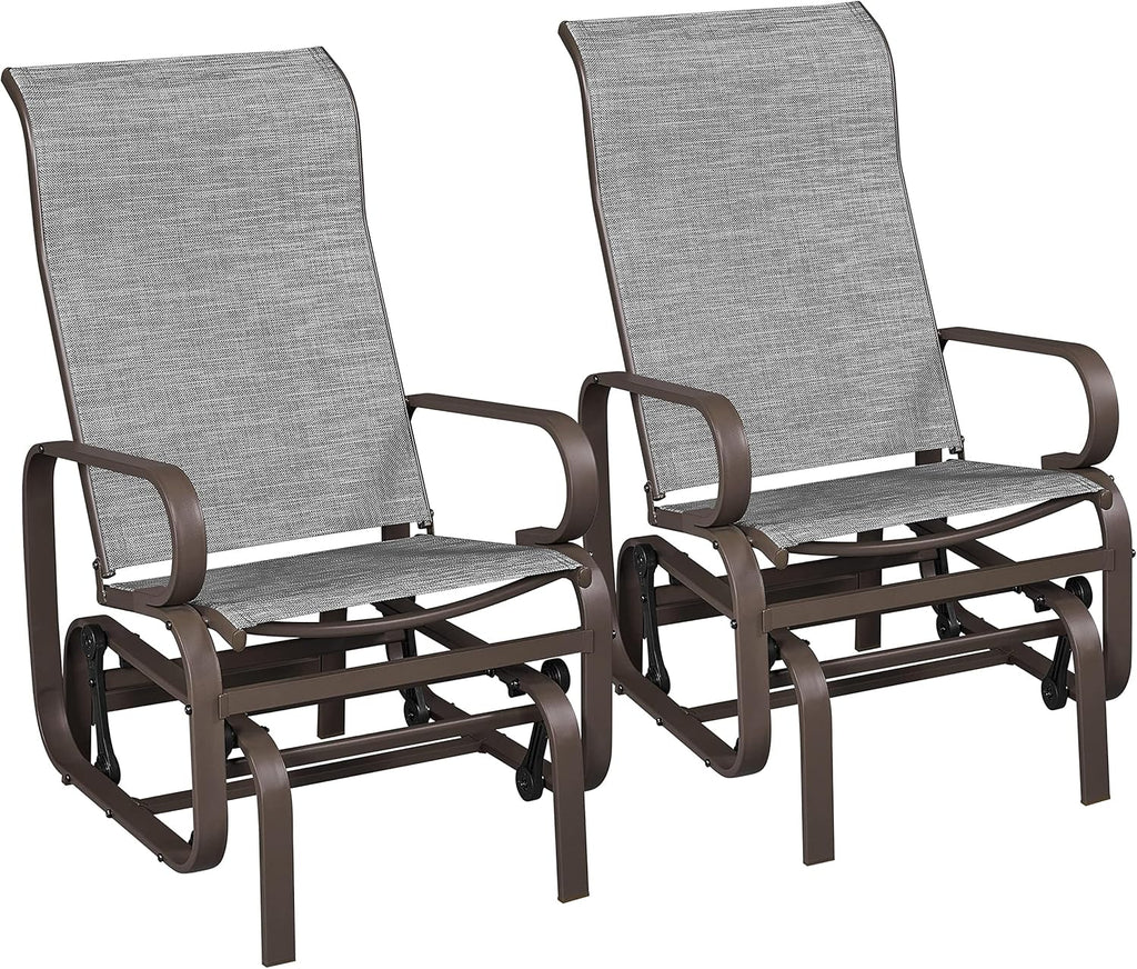 Yaheetech Outdoor Patio Glider, Rocking Lounge Chair with Sling Fabric and Steel Construction for Porch Patio Balcony Set of 2
