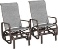 Yaheetech Outdoor Patio Glider, Rocking Lounge Chair with Sling Fabric and Steel Construction for Porch Patio Balcony Set of 2