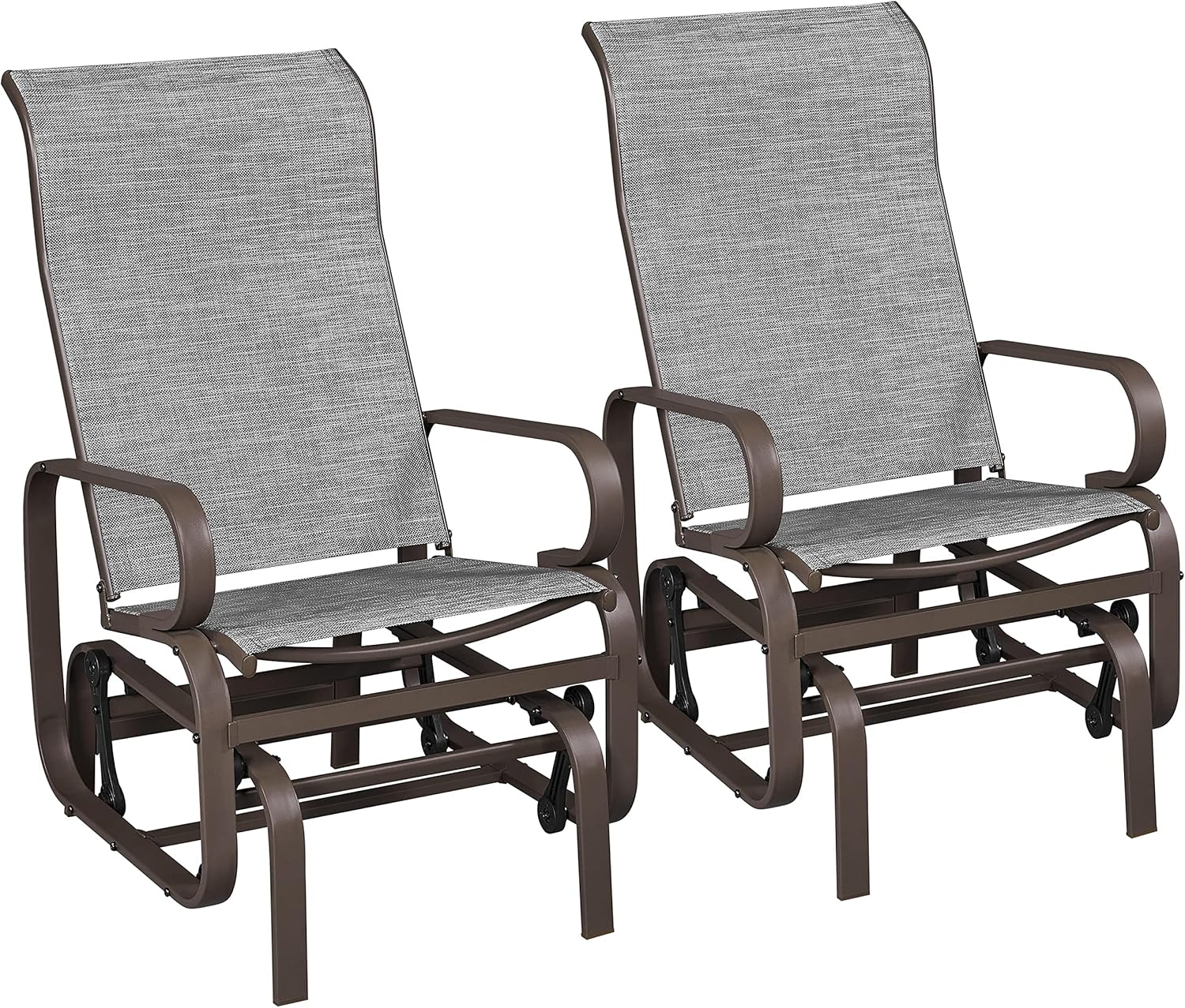 Yaheetech Outdoor Patio Glider, Rocking Lounge Chair with Sling Fabric and Steel Construction for Porch Patio Balcony Set of 2